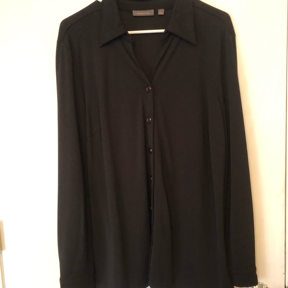 Amber Sun SZ L black buttonup blouse/jacket preown